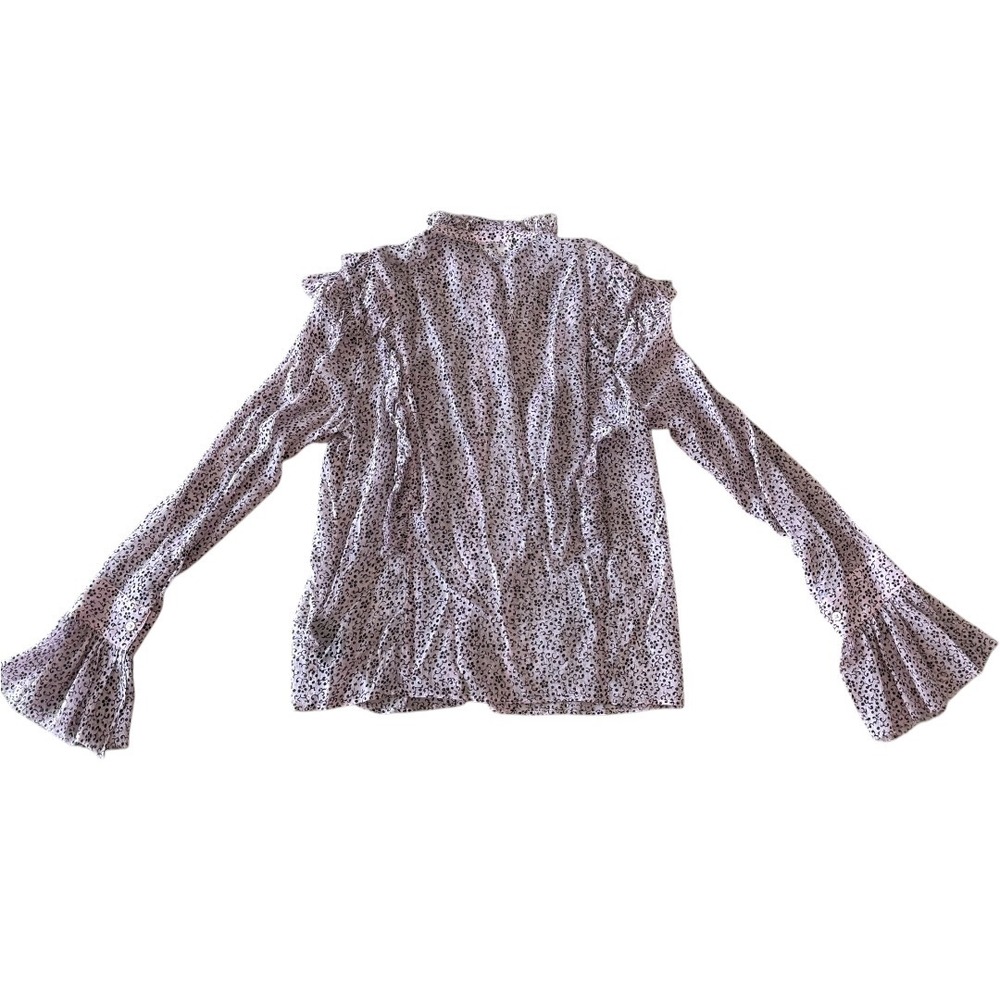 Zadig & Voltaire Tweet Goa Lilac Floral Ruffle Blouse Bell Sleeve WGCS0501F S - Picture 7 of 8